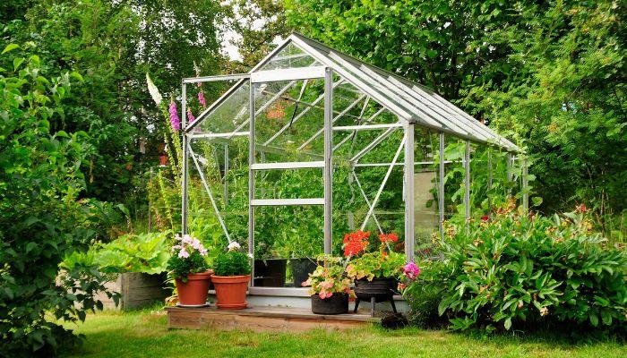 Small Polycarbonate Greenhouse Kit in Sunny Garden