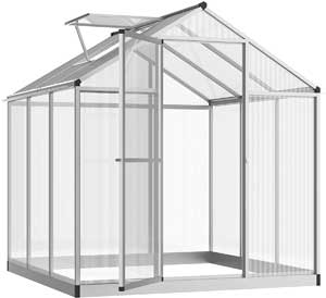 Outsunny Hobby Greenhouse with Polycarbonate Panels and Aluminum Frame