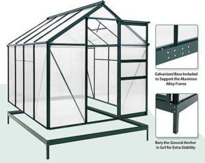 Sturdy Aluminum Greenhouse Frame that Buries into Ground for More Strength and Support